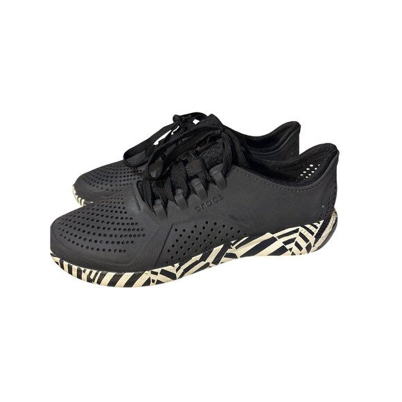 Crocs Mens 8/Womens 10 Black & White Athletic Sneakers With Zebra Pattern - Picture 5 of 8